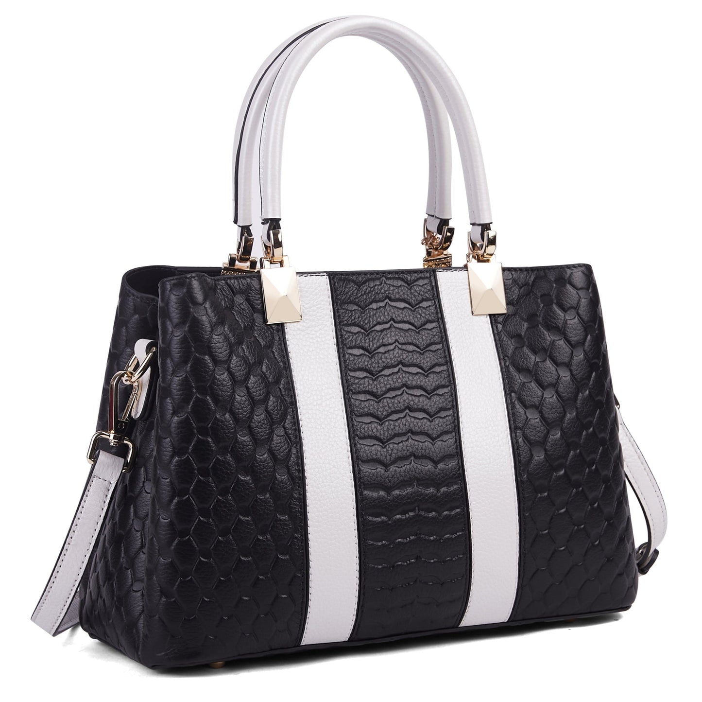 Full-Grain Leather Keffiyeh-Embossed Handbag – Luxury Statement Bag