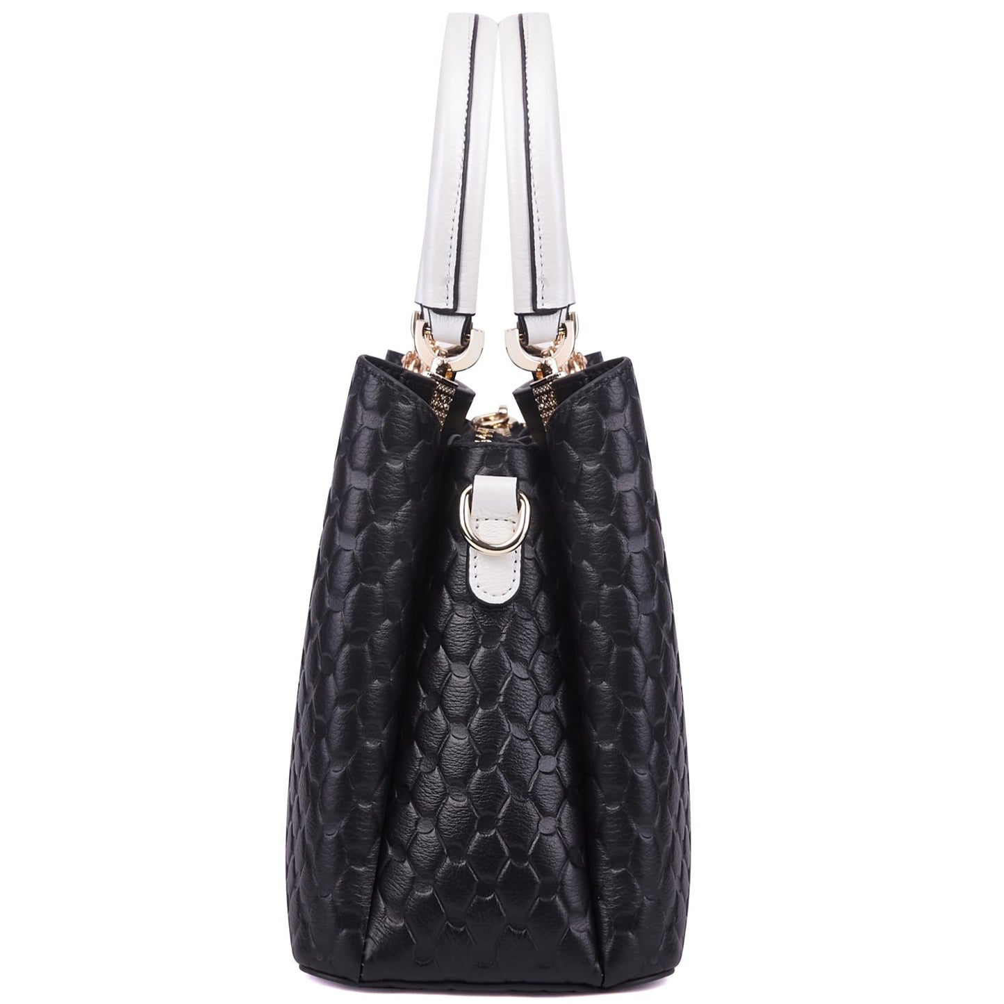 Full-Grain Leather Keffiyeh-Embossed Handbag – Luxury Statement Bag
