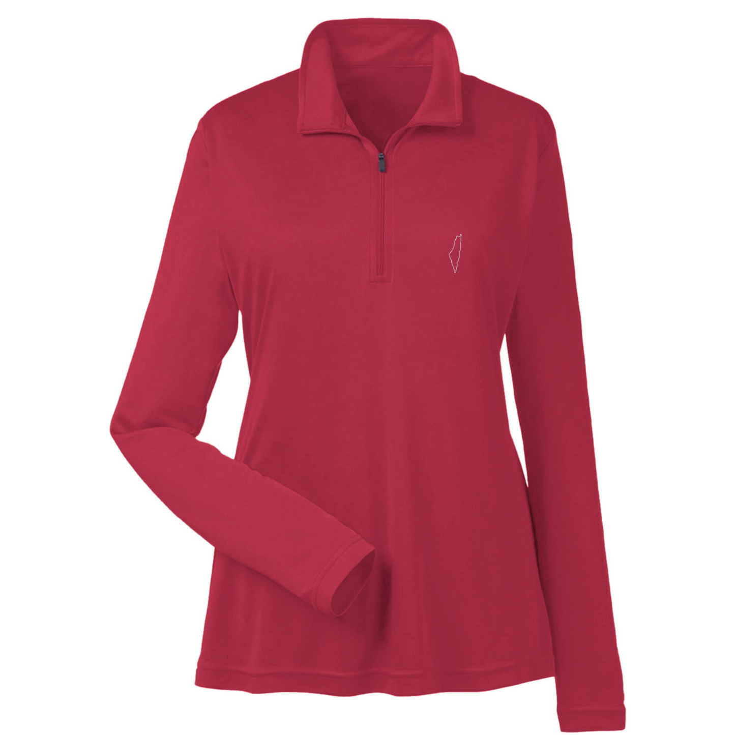 Ladies' Quarter-Zip with Embroidered Palestine Map