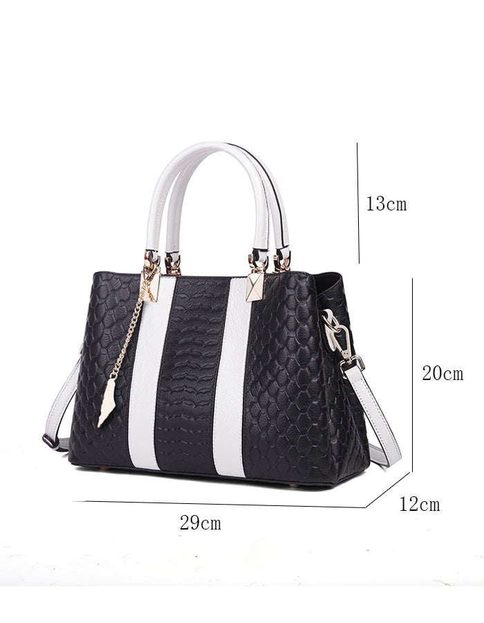 Full-Grain Leather Keffiyeh Handbag – Black