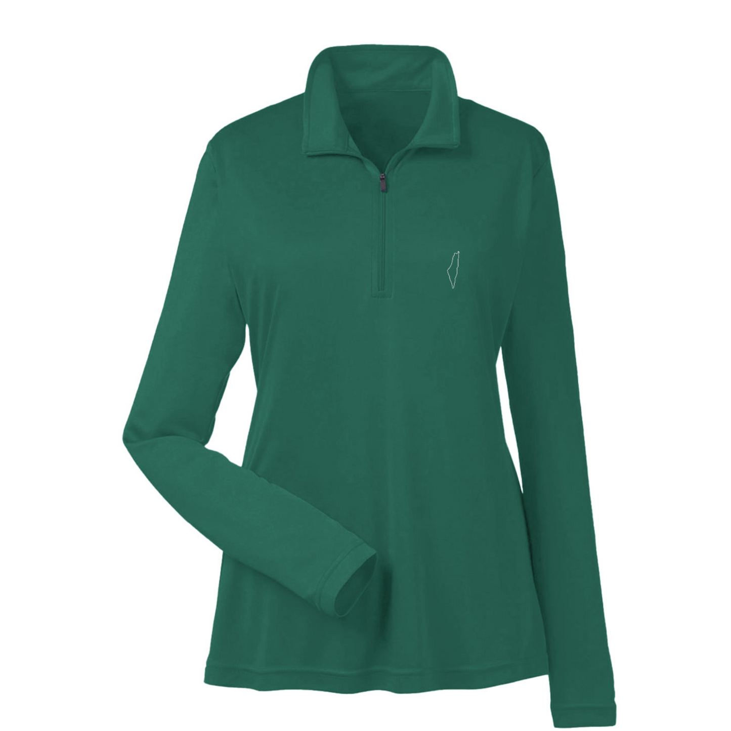 Ladies' Quarter-Zip with Embroidered Palestine Map