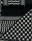 Jabal Al-Nar Keffiyeh – Flames of Defiance Black/White with Black Tassels