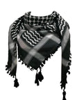 Jabal Al-Nar Keffiyeh – Flames of Defiance Black/White with Black Tassels