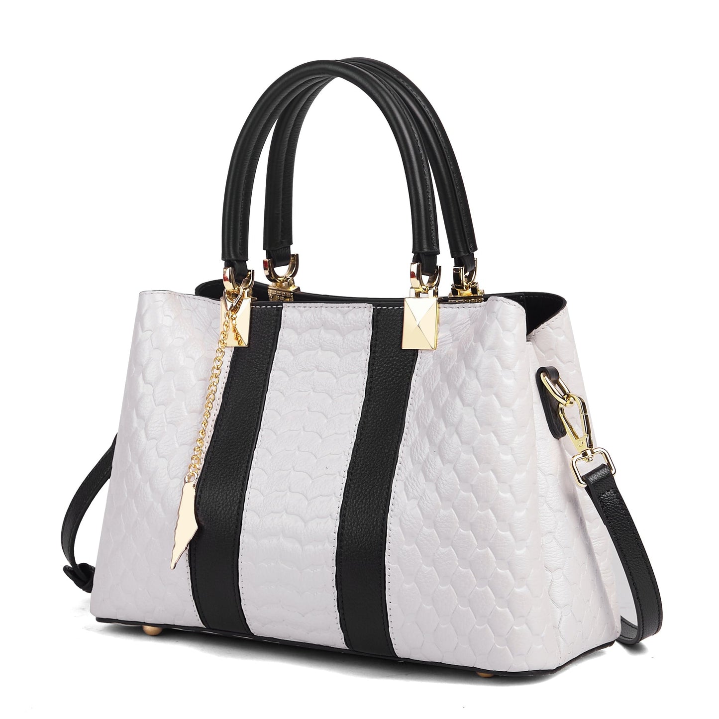 Full-Grain Leather Keffiyeh-Embossed Handbag – Luxury Statement Bag