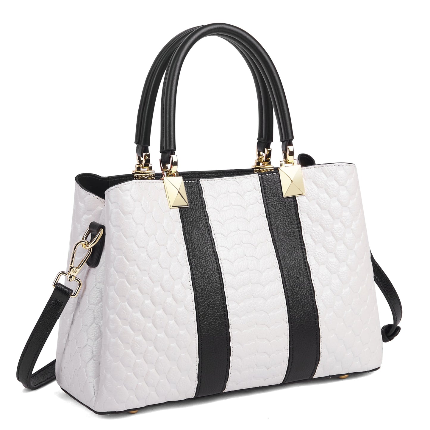 Full-Grain Leather Keffiyeh-Embossed Handbag – Luxury Statement Bag