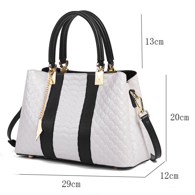 Full-Grain Leather Keffiyeh-Embossed Handbag – Luxury Statement Bag