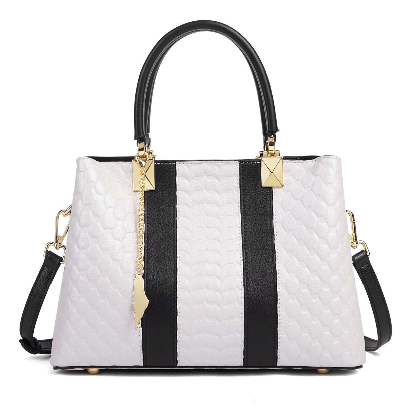 Full-Grain Leather Keffiyeh-Embossed Handbag – Luxury Statement Bag