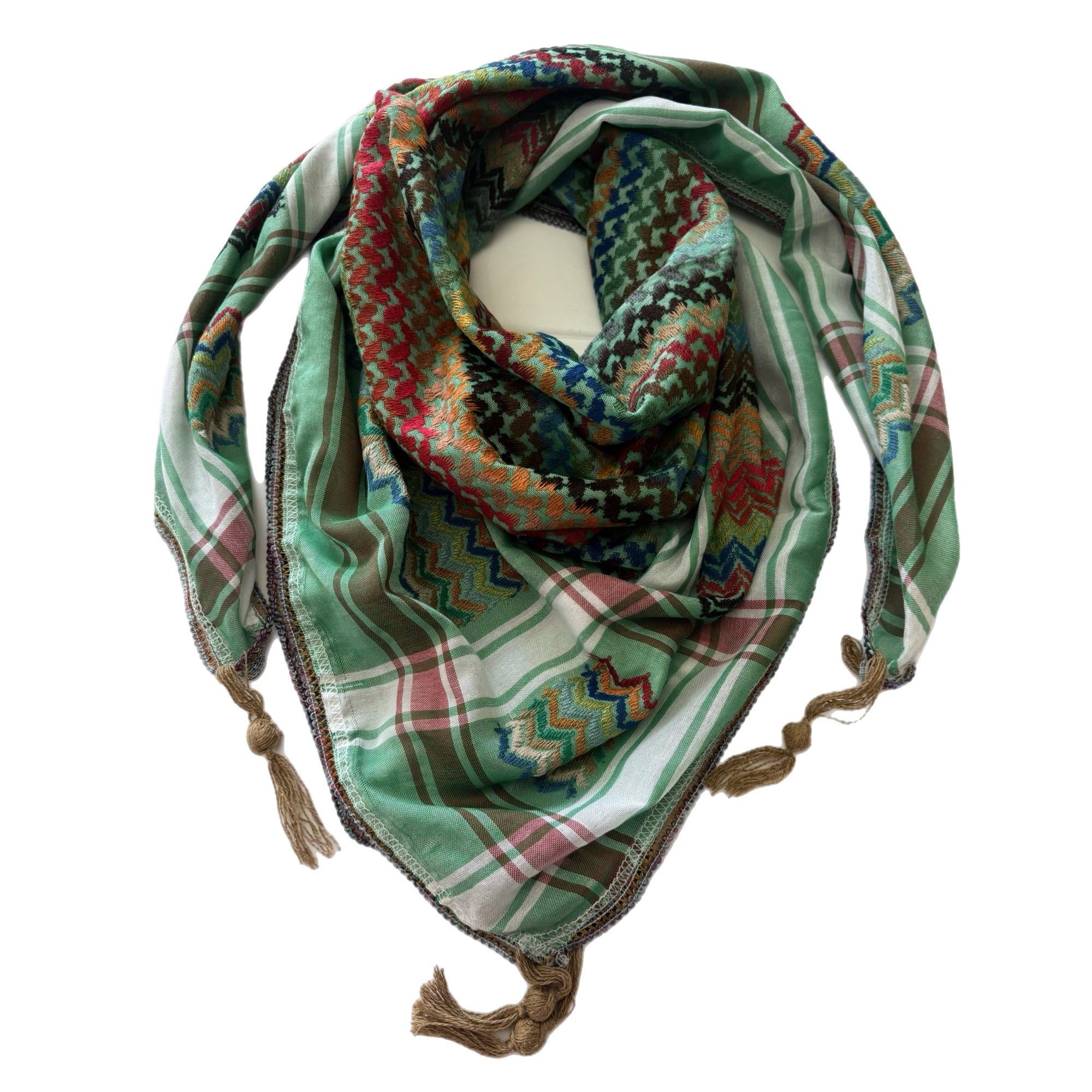 Threads of Joy – Rainbow Keffiyeh Series – Green Ember