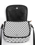 Keffiyeh Pattern PU Leather Saddle Bag – Timeless Elegance Meets Cultural Heritage