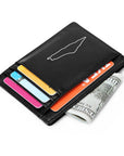 Minimalist Front Pocket ID Card RFID Blocking Leather Wallet with Palestine Map Print