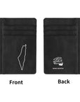 Minimalist Front Pocket ID Card RFID Blocking Leather Wallet with Palestine Map Print