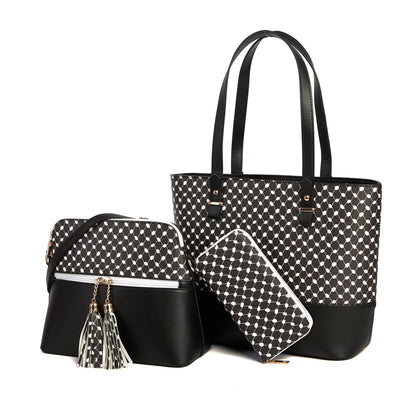 Keffiyeh Pattern 3pc Bag Set Black