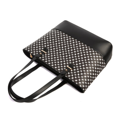 Keffiyeh Pattern PU Leather Tote Bag Black