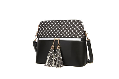 Keffiyeh Pattern Cross Body Bag Black