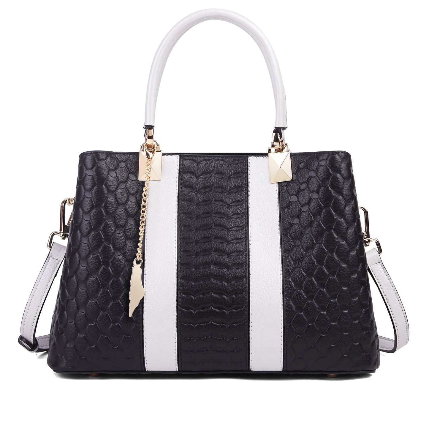Full-Grain Leather Keffiyeh-Embossed Handbag – Luxury Statement Bag