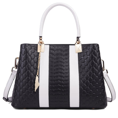 Full-Grain Leather Keffiyeh-Embossed Handbag – Luxury Statement Bag