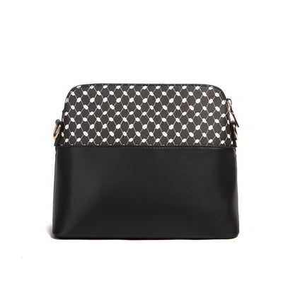 Keffiyeh Pattern PU Leather Cross Body Bag Black