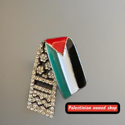 Palestine Flag with Keffiyeh Rhinestones Pin - A Sparkling Symbol of Solidarity