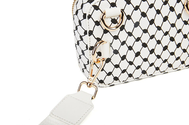 Keffiyeh-Inspired PU Leather Crossbody Bag