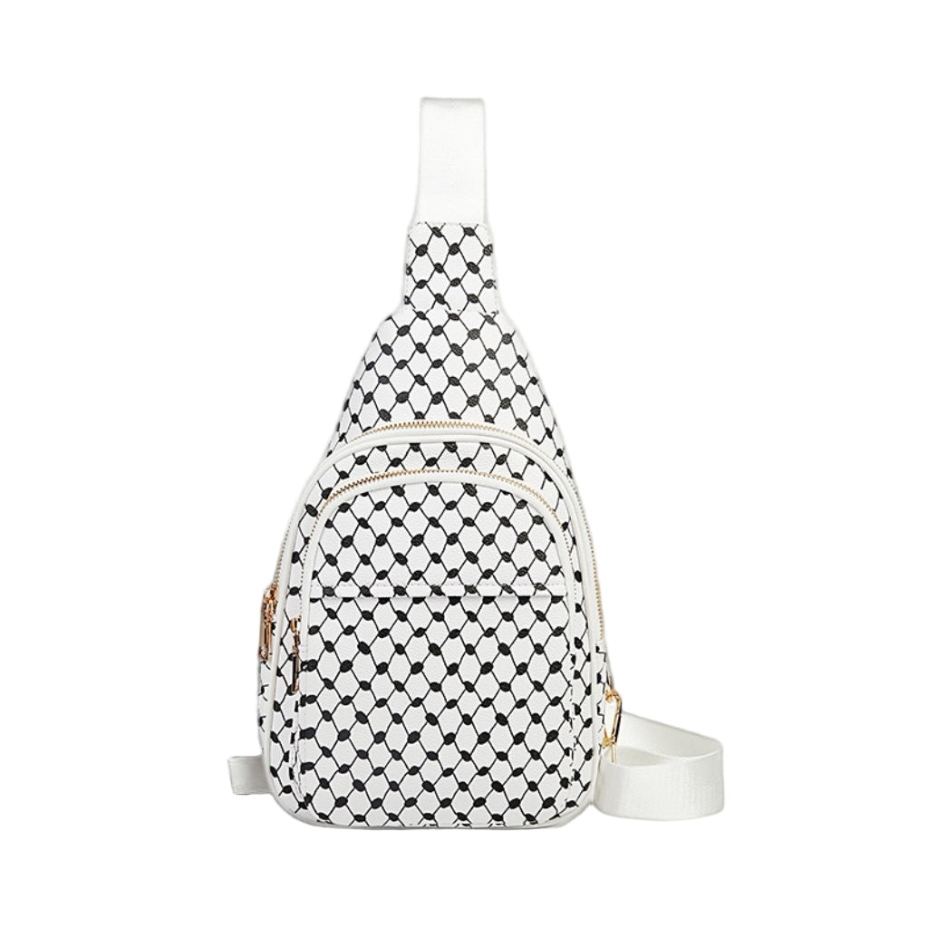 Keffiyeh-Inspired PU Leather Chest Bag