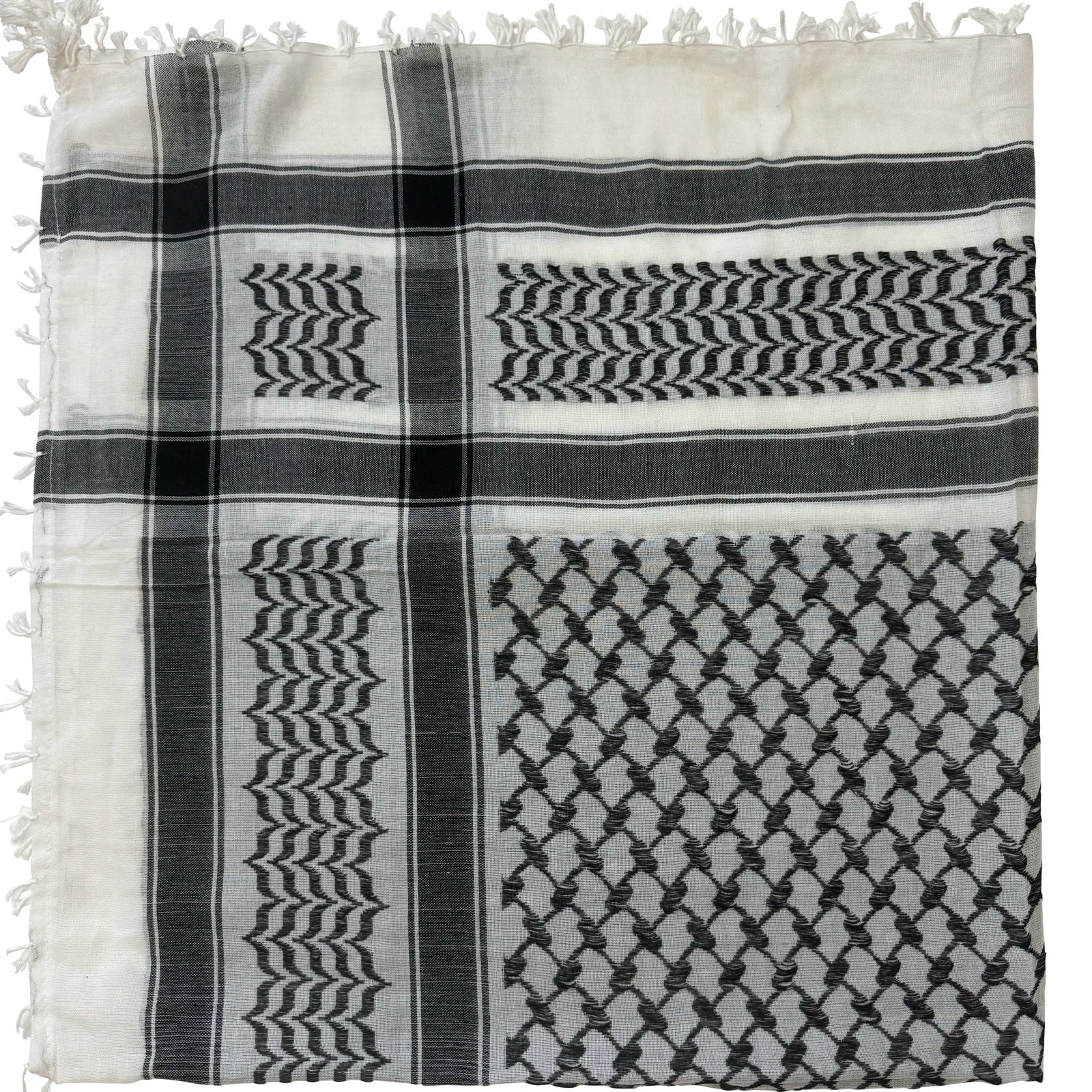 Gaza Keffiyeh with White Tassels – Emblem of Strength and Heritage