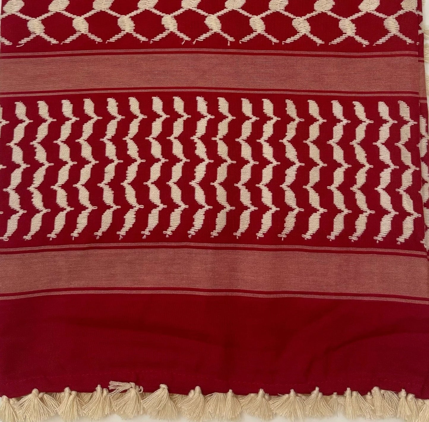 Jericho Sun Keffiyeh – Radiance of Resilience Red/White with a Touch of Yellow