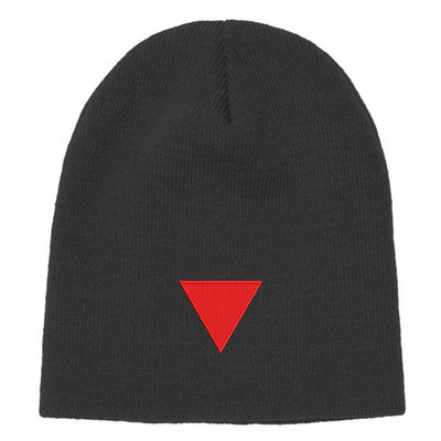 Acrylic Beanie with Red Triangle Embroidery