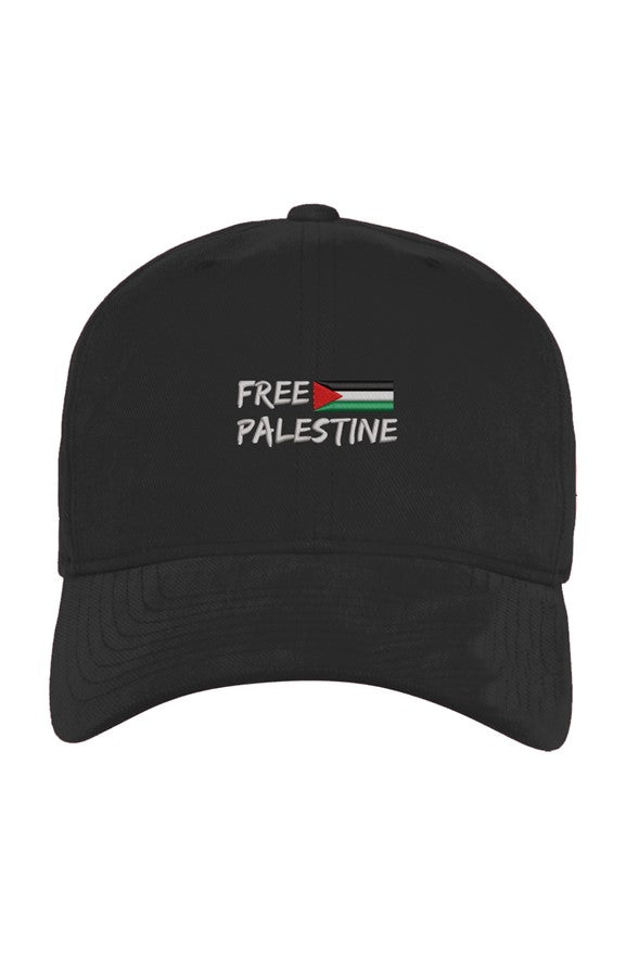 Adjustable Brushed Twill Structured Cap with FREE PALESTINE with Palestinian Flag Embroidery