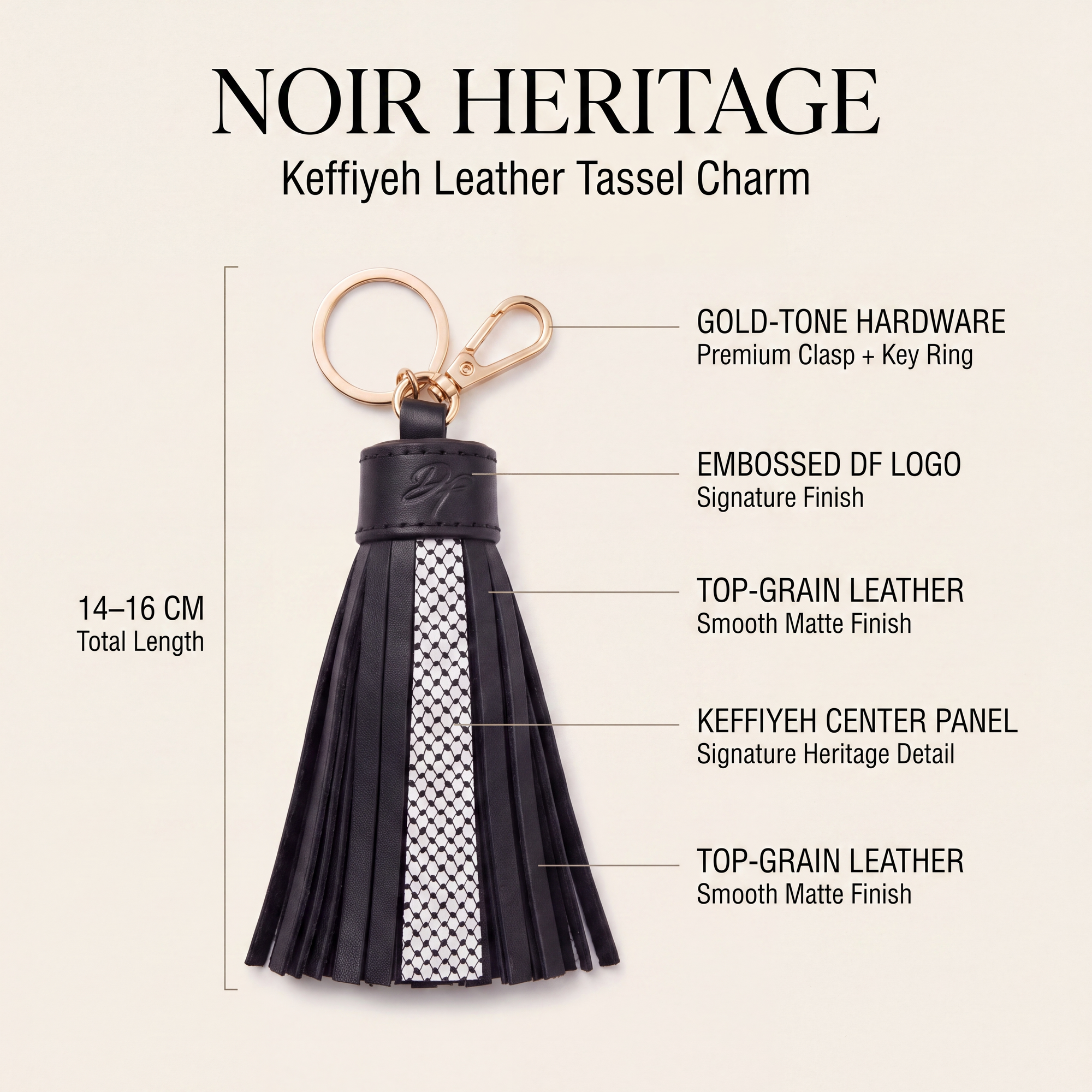Heritage Keffiyeh Leather Tassel Charm