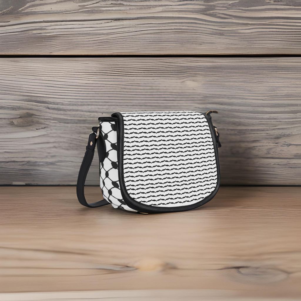 Keffiyeh Pattern PU Leather Saddle Bag – Timeless Elegance Meets Cultural Heritage