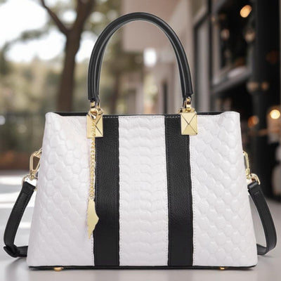 Full-Grain Leather Keffiyeh-Embossed Handbag – Luxury Statement Bag