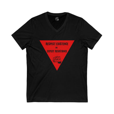 Respect Existence or Expect Resistance" V-Neck T-Shirt – A Bold Statement of Courage