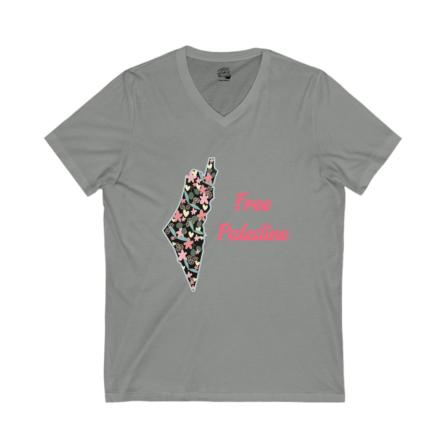 "Free Palestine" V-Neck T-Shirt – A Symbol of Love and Peace