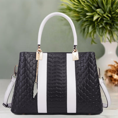 Full-Grain Leather Keffiyeh-Embossed Handbag – Luxury Statement Bag