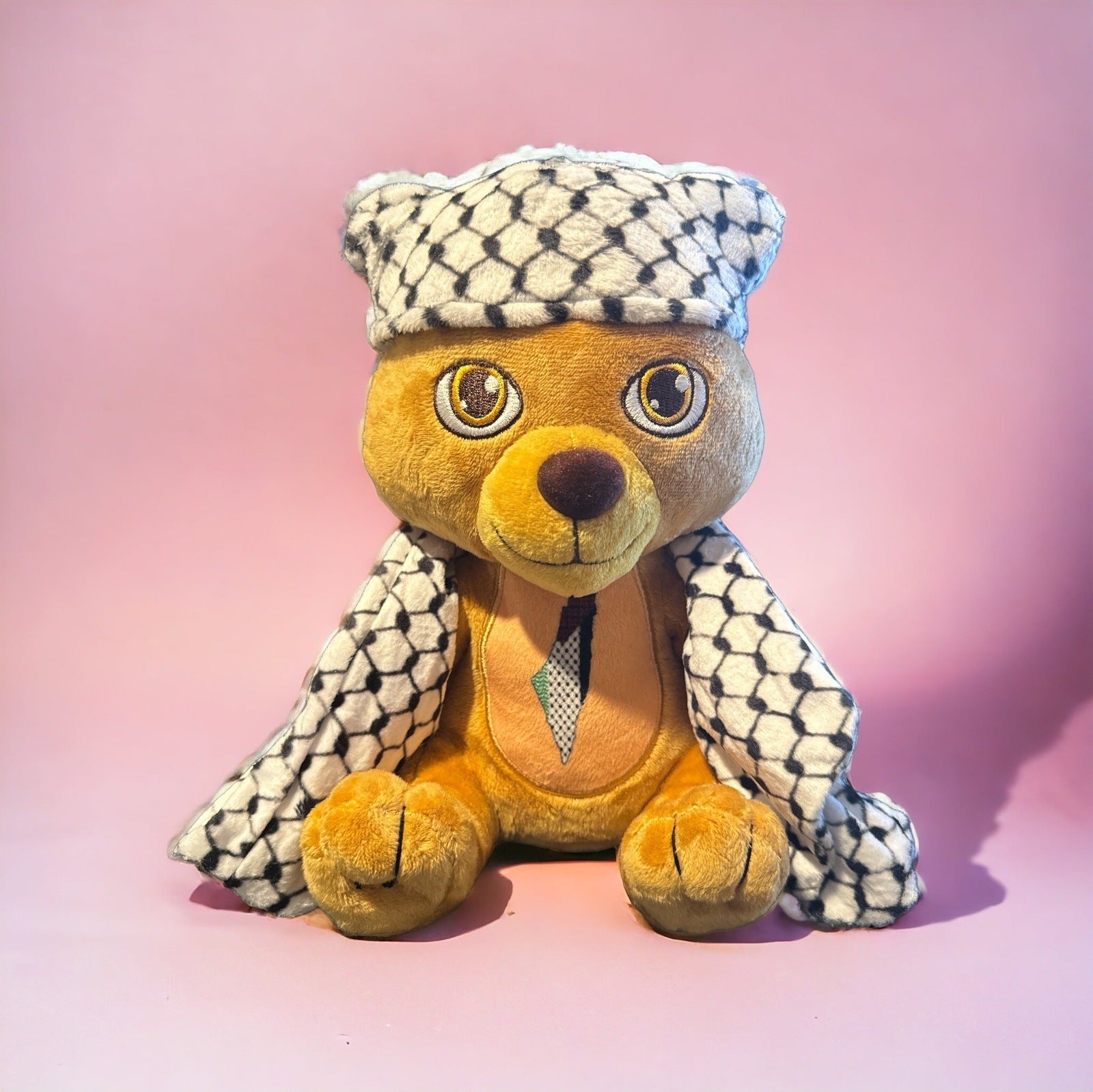 Singing Teddy Bear with Keffiyeh – 9-Inch Plush Bear Sings "Leve Palestina"