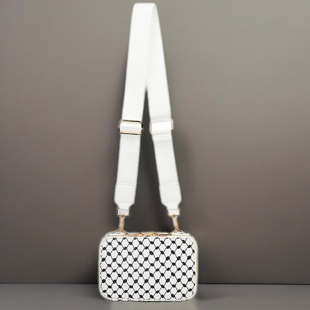 Keffiyeh-Inspired PU Leather Crossbody Bag