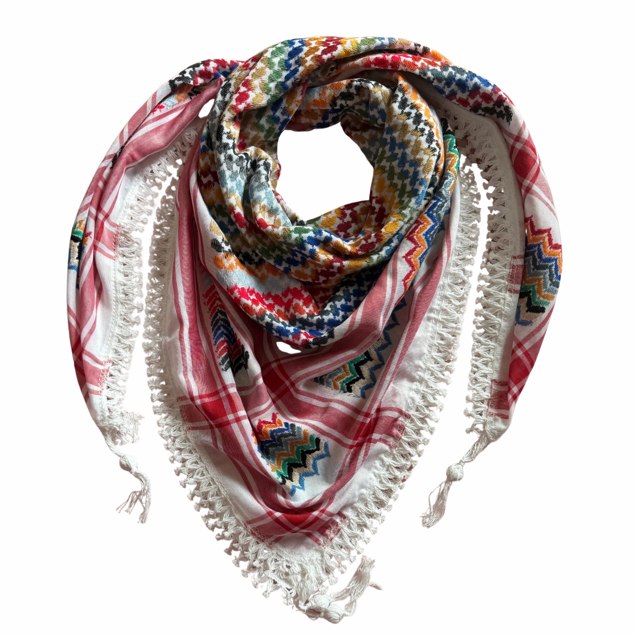 Rainbow Keffiyeh Scarf – Threads of Joy | Demmi Falestini
