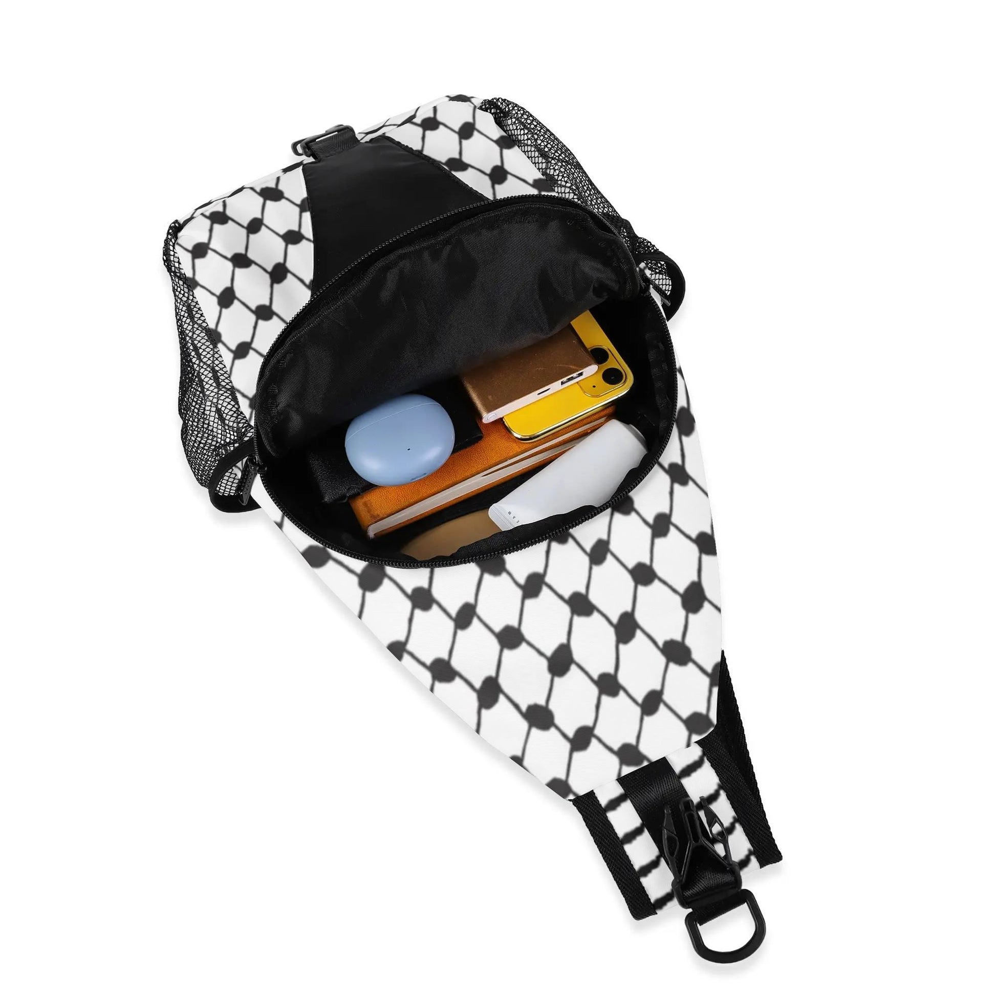 Keffiyeh Pattern Chest Crossbody Bag with Adjustable Strap