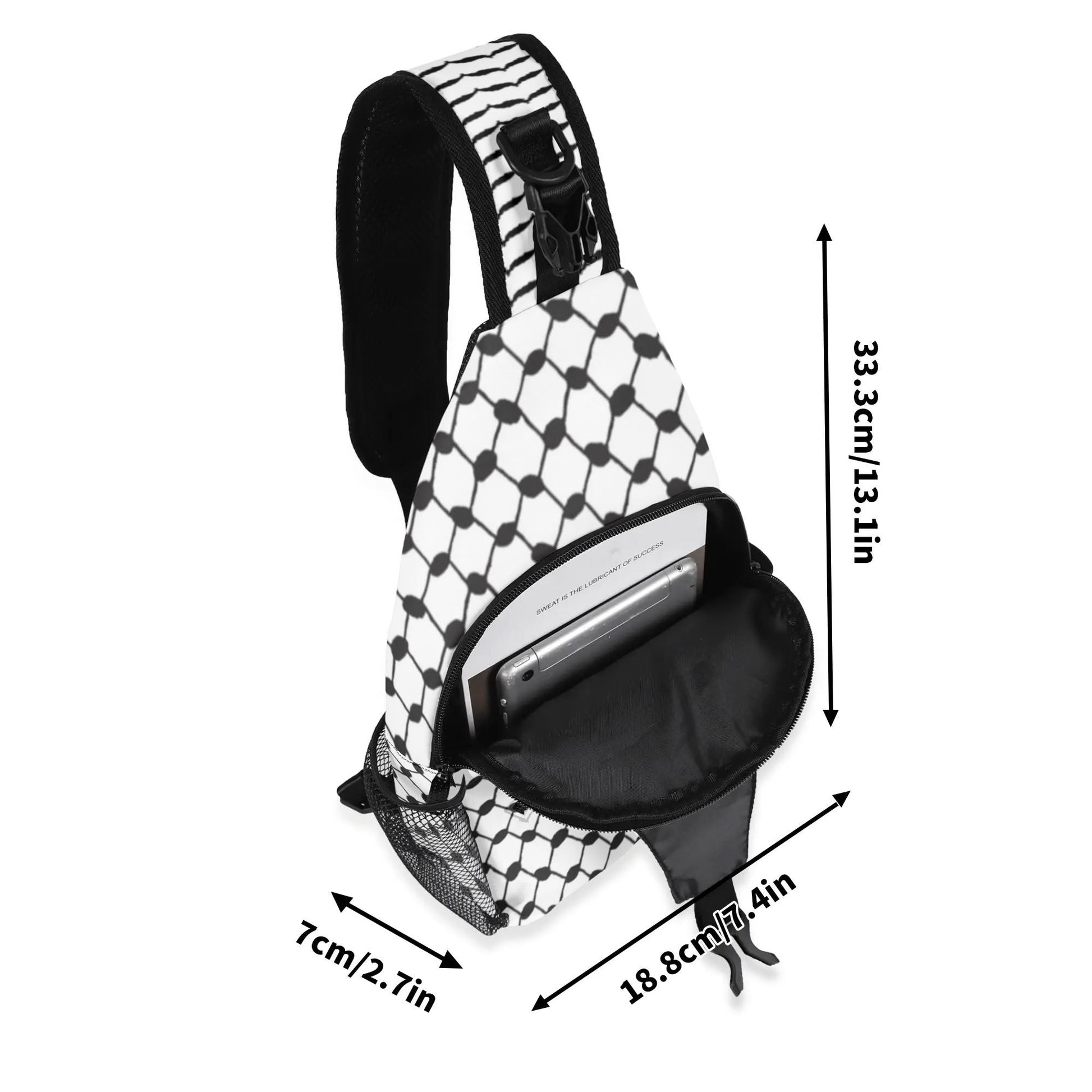 Keffiyeh Pattern Chest Crossbody Bag with Adjustable Strap