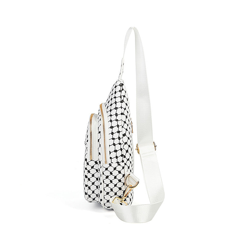 Keffiyeh-Inspired PU Leather Chest Bag