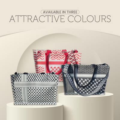 Keffiyeh-Inspired Tote Bag – Stylish, Functional & Available in 3 Colors