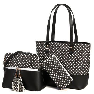Keffiyeh Pattern 3pc Bag Set Black