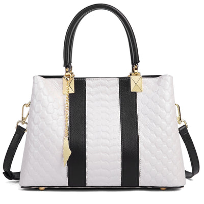Full-Grain Leather Keffiyeh-Embossed Handbag – Luxury Statement Bag