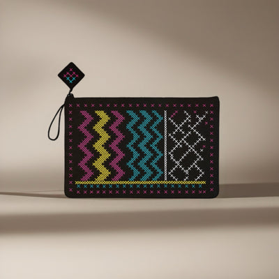 Jibal Pouch – Mountains of Resilience - Palestinian Embroidered Tatreez