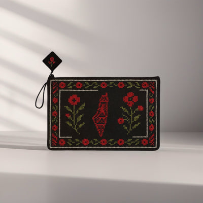 Palestine Pouch – Homeland in Bloom - Palestinian Embroidered Tatreez