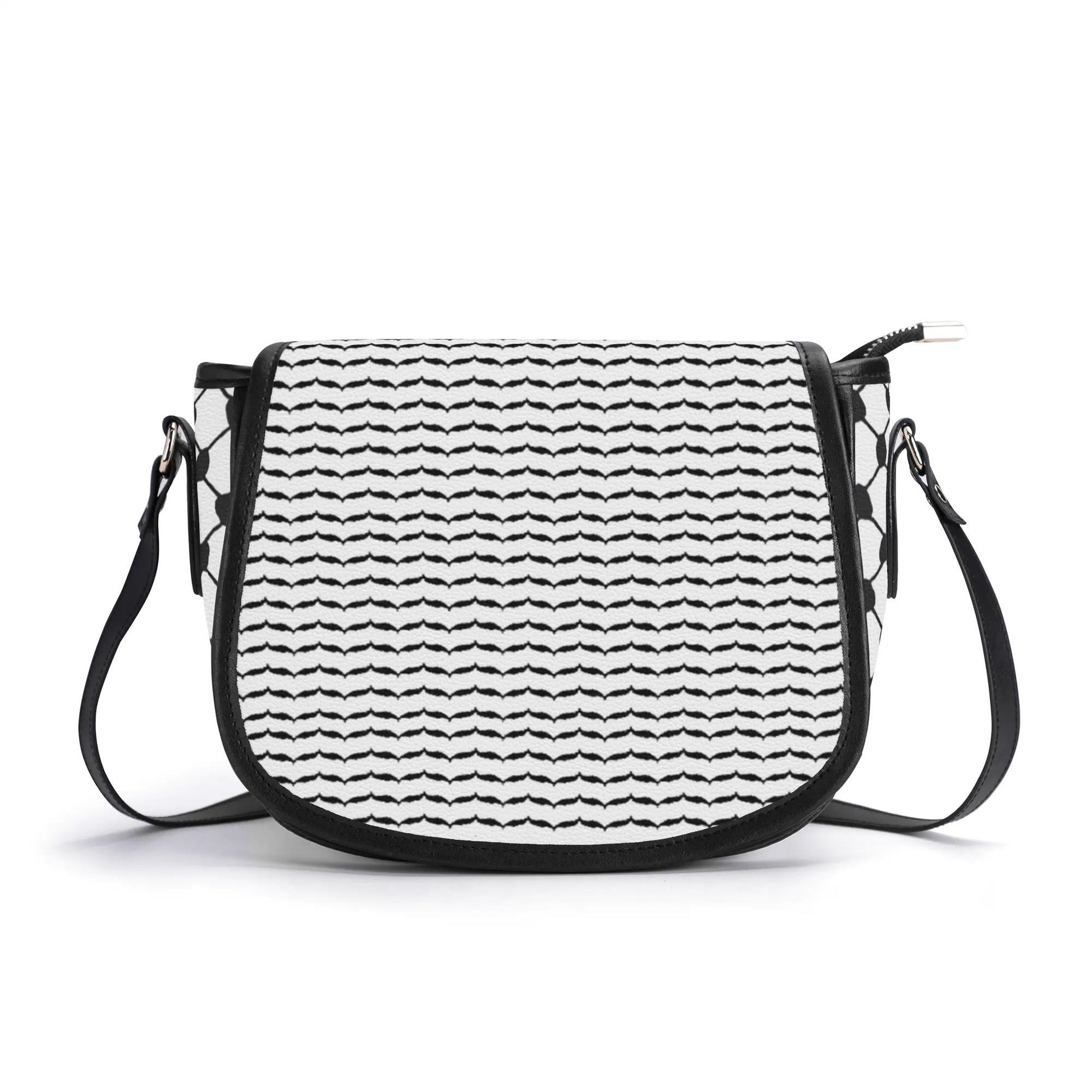 Keffiyeh Pattern PU Leather Saddle Bag – Timeless Elegance Meets Cultural Heritage