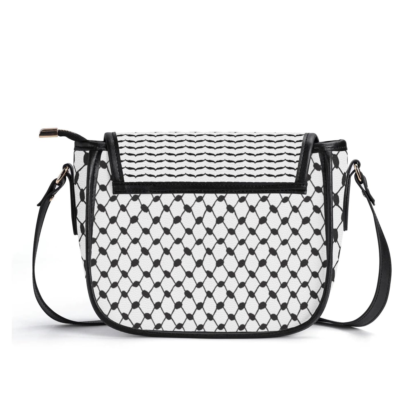 Keffiyeh Pattern PU Leather Saddle Bag – Timeless Elegance Meets Cultural Heritage