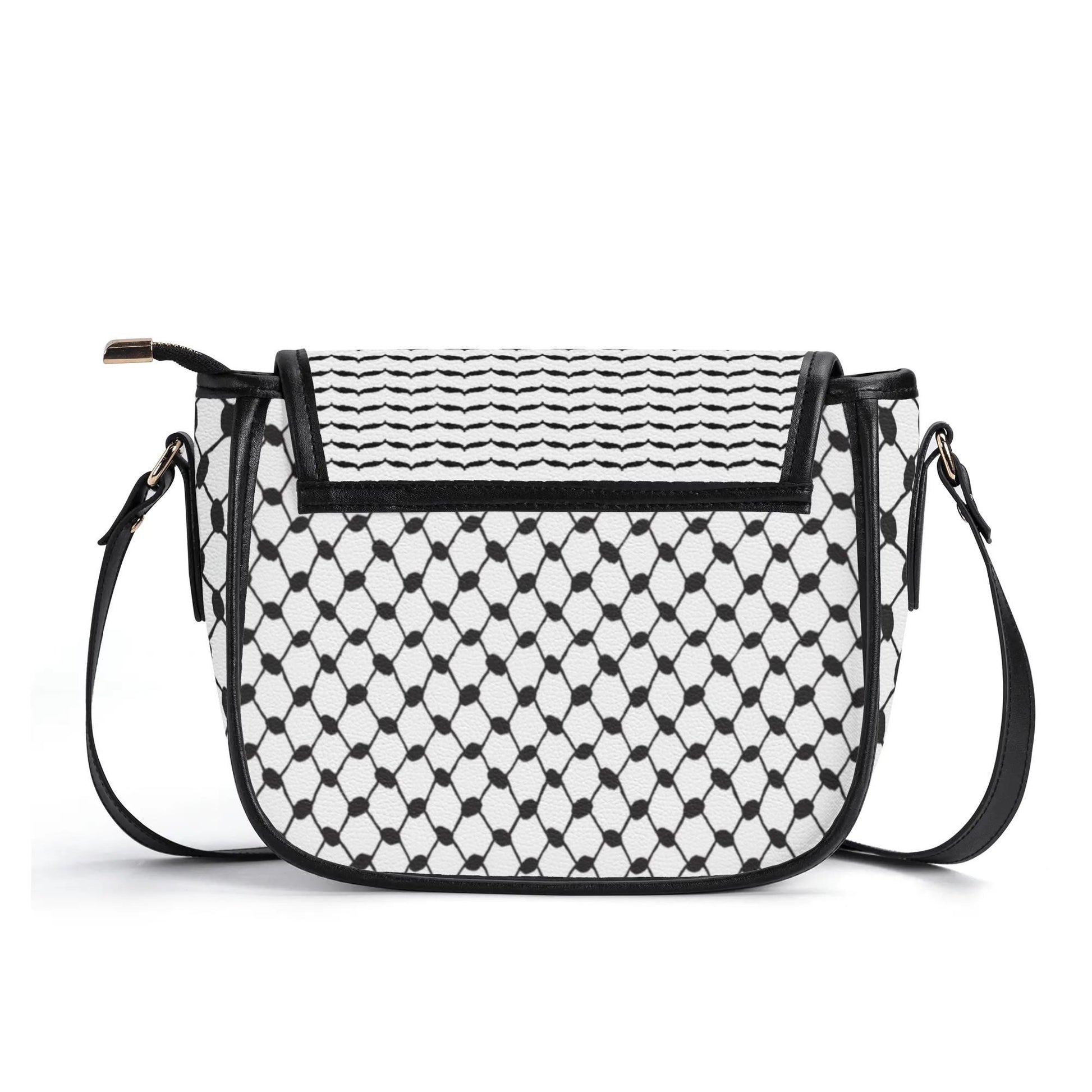 Keffiyeh Pattern PU Leather Saddle Bag – Timeless Elegance Meets Cultural Heritage