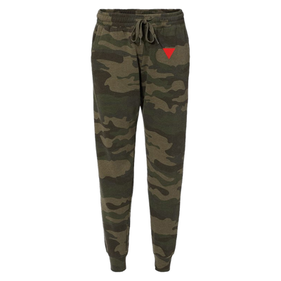 Women's Camo Sweatpants with Red Triangle Embroidery