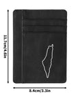 Minimalist Front Pocket ID Card RFID Blocking Leather Wallet with Palestine Map Print